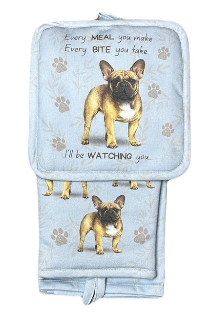 French Bulldog, oven mitt set