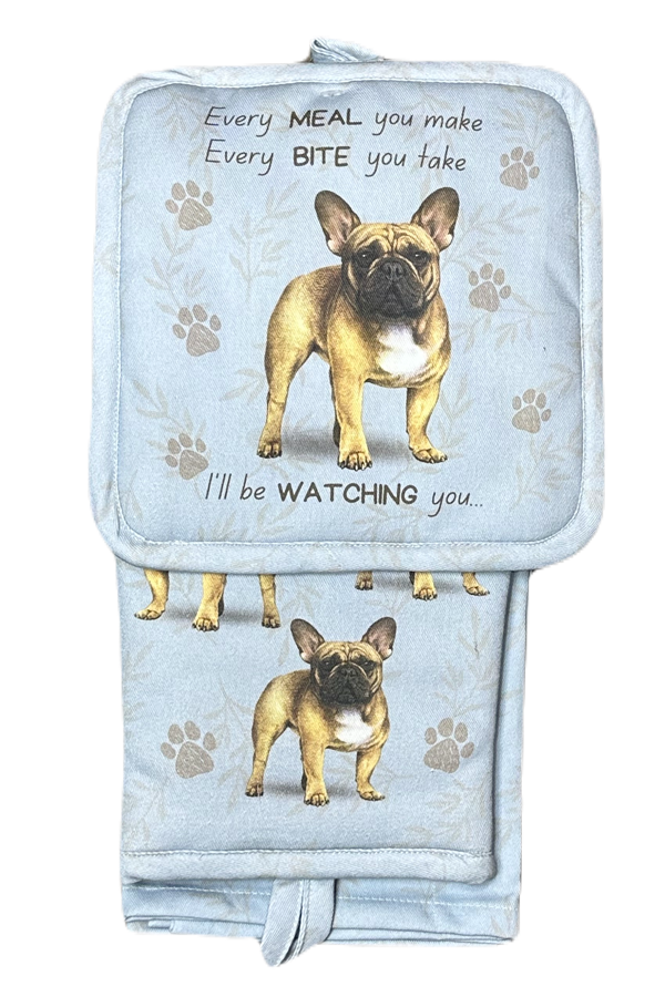 French Bulldog, oven mitt set