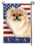 This Tibetan Spaniel Cream USA American Garden Flag is a testament to the beauty of your favorite breed and the American Flag.