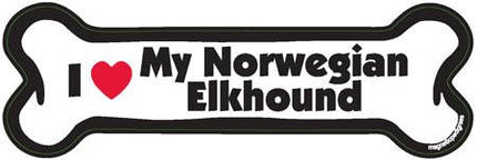 Magnet I (heart) My Norwegian Elkhound Bone Shape Magnet