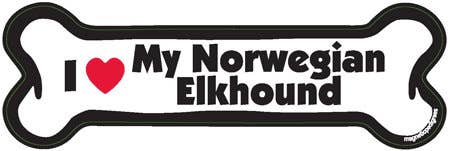 Magnet I (heart) My Norwegian Elkhound Bone Shape Magnet