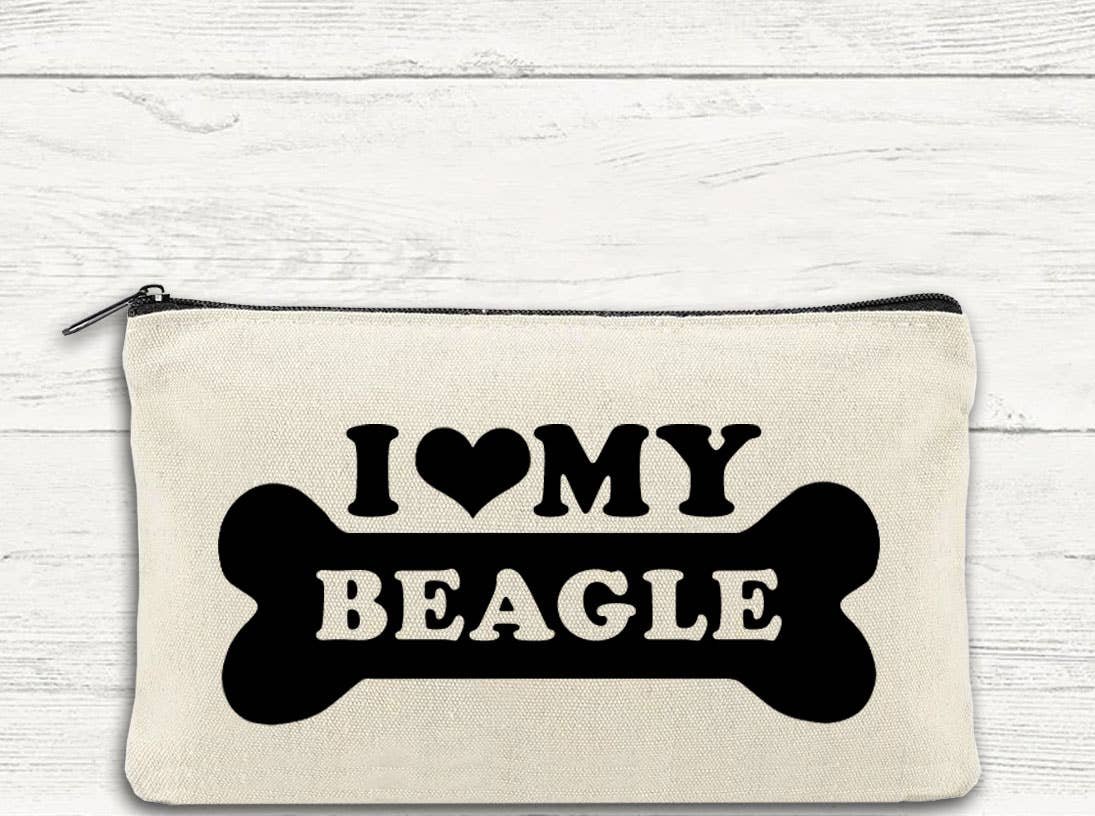 I Love My Beagle Canvas Multi-Purpose Zipper Bag