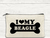 I Love My Beagle Canvas Multi-Purpose Zipper Bag