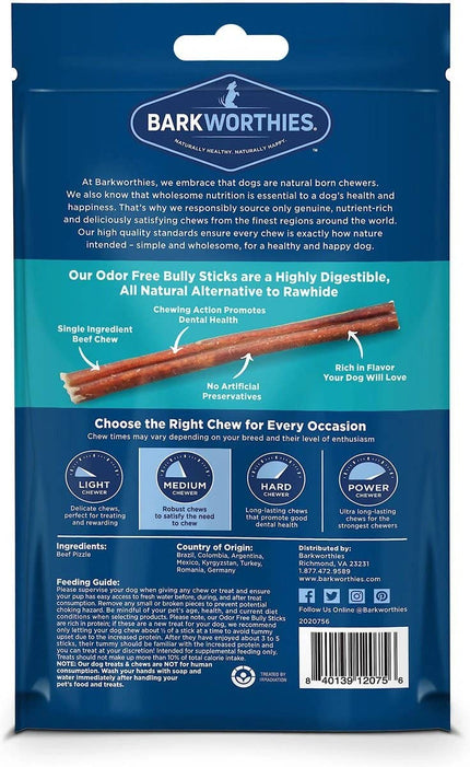 Dog Treat Barkworthies Bully Stick Odor Free Dog Treat