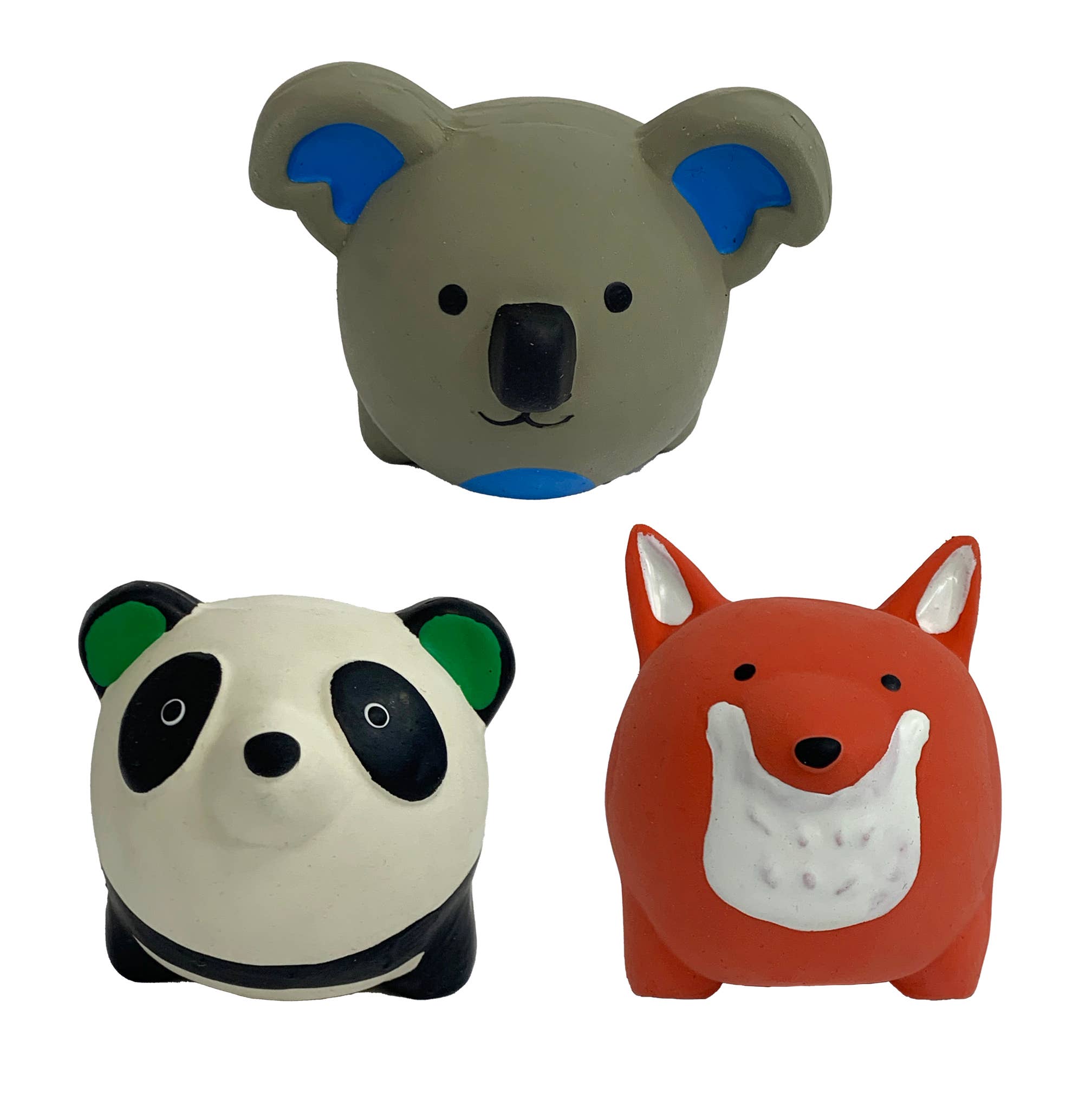 Multipet Minipet Latex Round Animals Dog Chew Toy Asst. 2.5