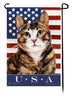 This Tuxedo Tortoiseshell & White USA American Garden Flag is a testament to the beauty of your favorite breed and the American Flag.