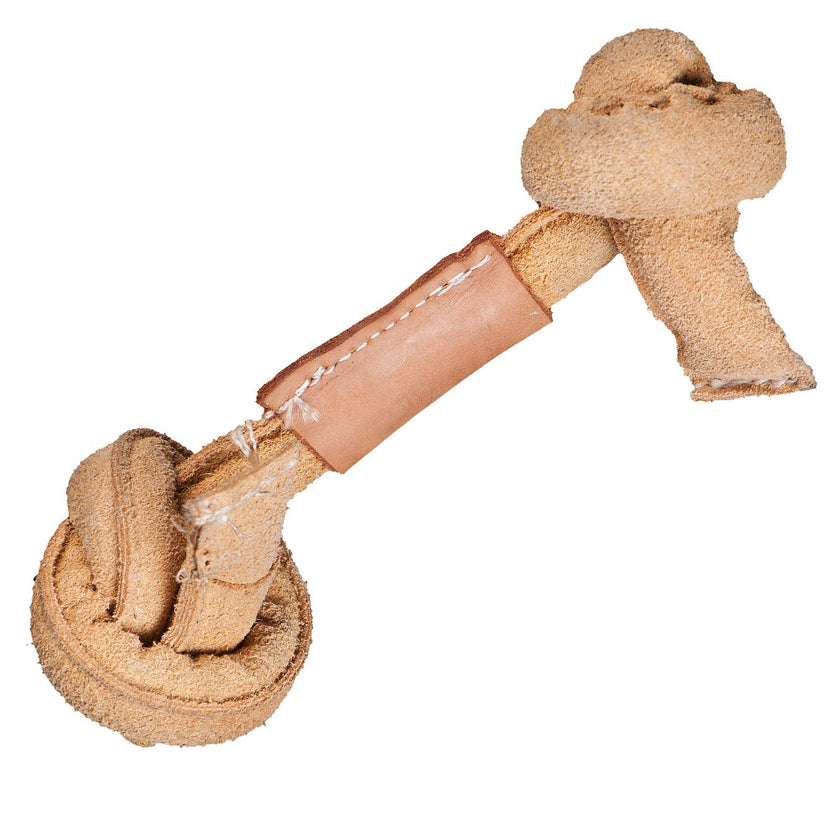 Huggle-Hide Natural Leather Knotted Bone Dog Toy