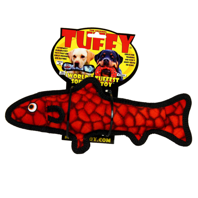 Tuffy Ocean Trout - Red, Durable, Tough, Squeaky Dog Toy
