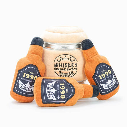 Dog Toy Whiskey Barrel Plush Food Party Toy Set