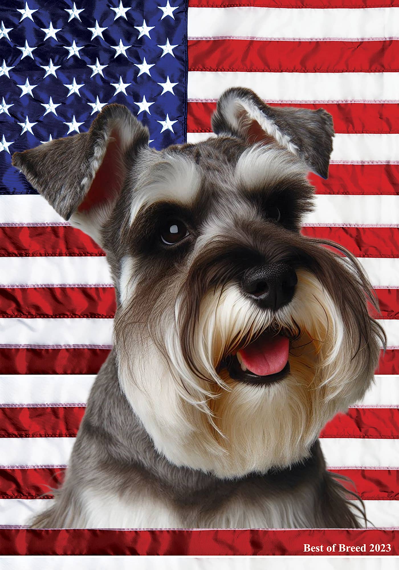 Schnauzer Grey Uncropped Patriotic III Garden Flag