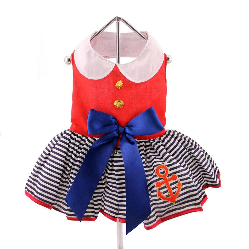 Sailor Girl Dog Dress w/ Matching Leash