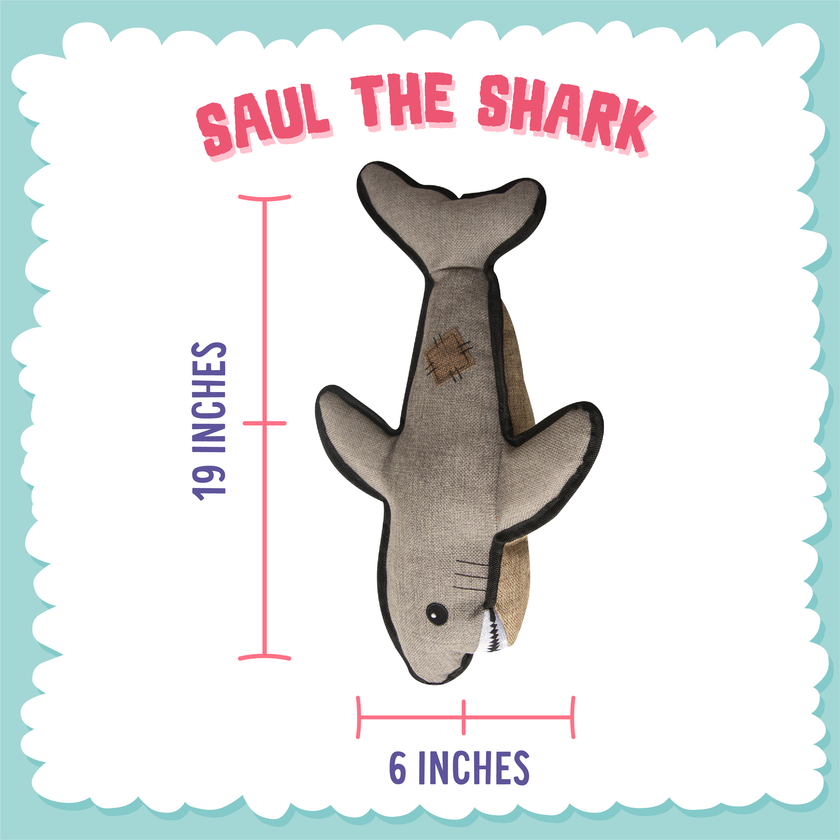 Dog Toy Shark SnugArooz Saul the Shark w/ Rubber Spikey Ball Dog Toy 19