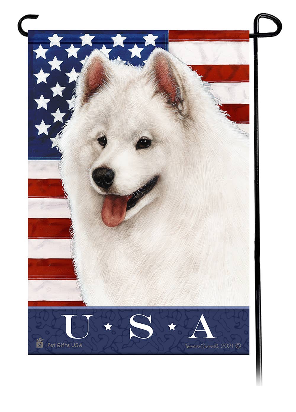 Samoyed Patriotic Garden Flag