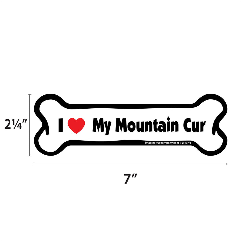 I Love My Mountain Cur  - Bone Car Magnet