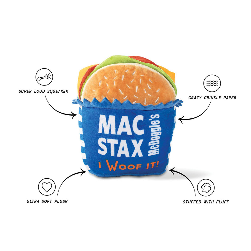 Dog Toy Burger Mcdoggle's Mac Stax Plush Toy