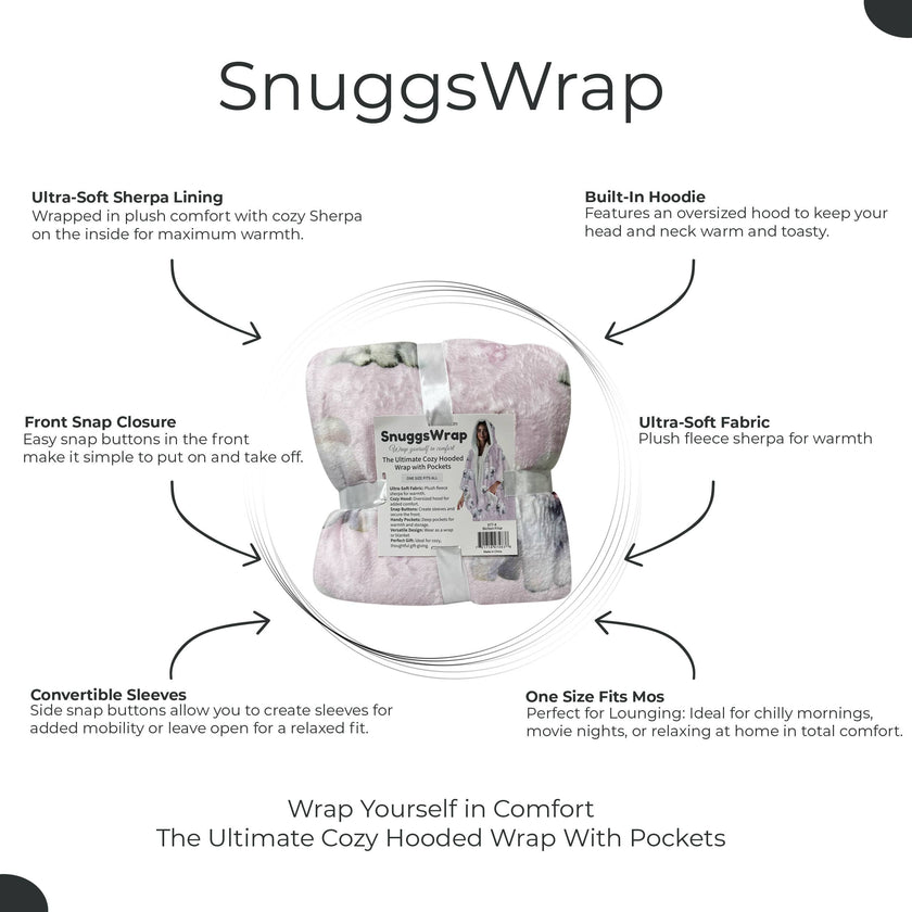 Bichon Frise Snugg Wraps with Hoodie – Ultra Soft Sherpa Fleece Wrap for Pet Lovers