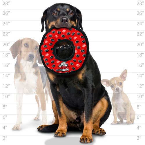 Tuffy Ultimate Ring - Red Paw, Durable, Squeaky Dog Toy