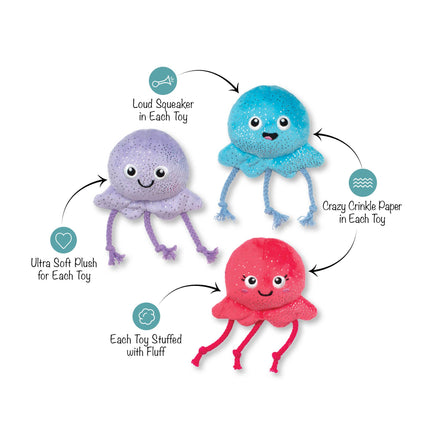 Dog Toy Jellyfish Too Tentacool 3pc Small Dog Plush Toy Set