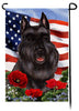 Schnauzer Black Cropped - Patriotic Flowers Garden Flag