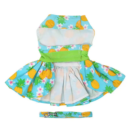 Pineapple Luau Dog Harness Dress w/ Matching Leash