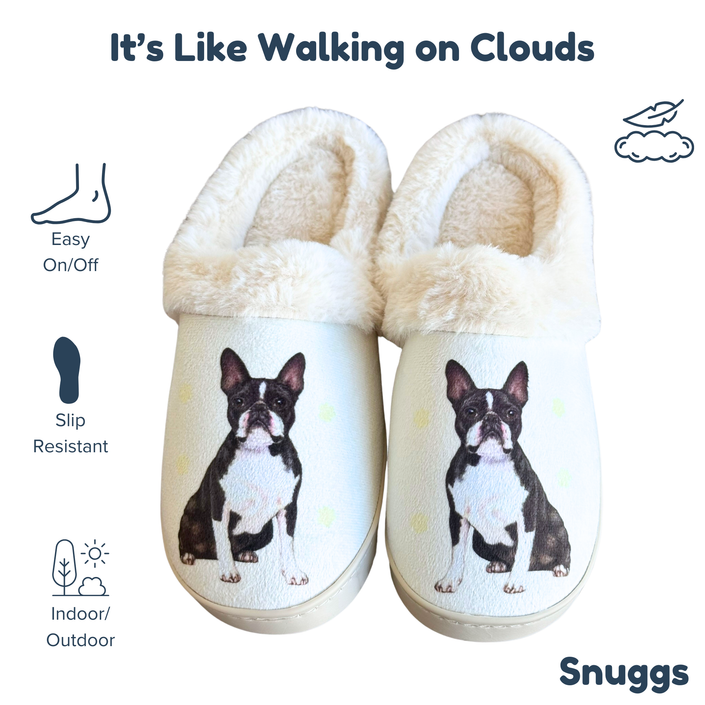 Boston Terrier Dog Pet Lovers Comfy Snuggs Slippers