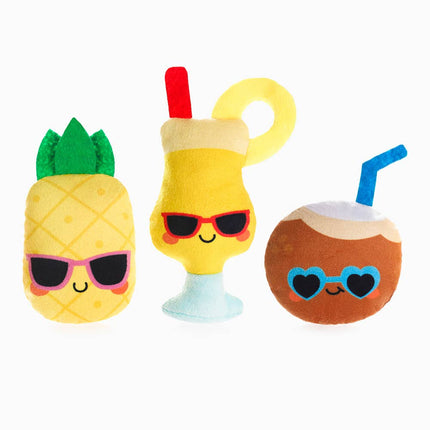 Dog Toy Pina Cola, Pineapple and Coconut Plush Toy Set