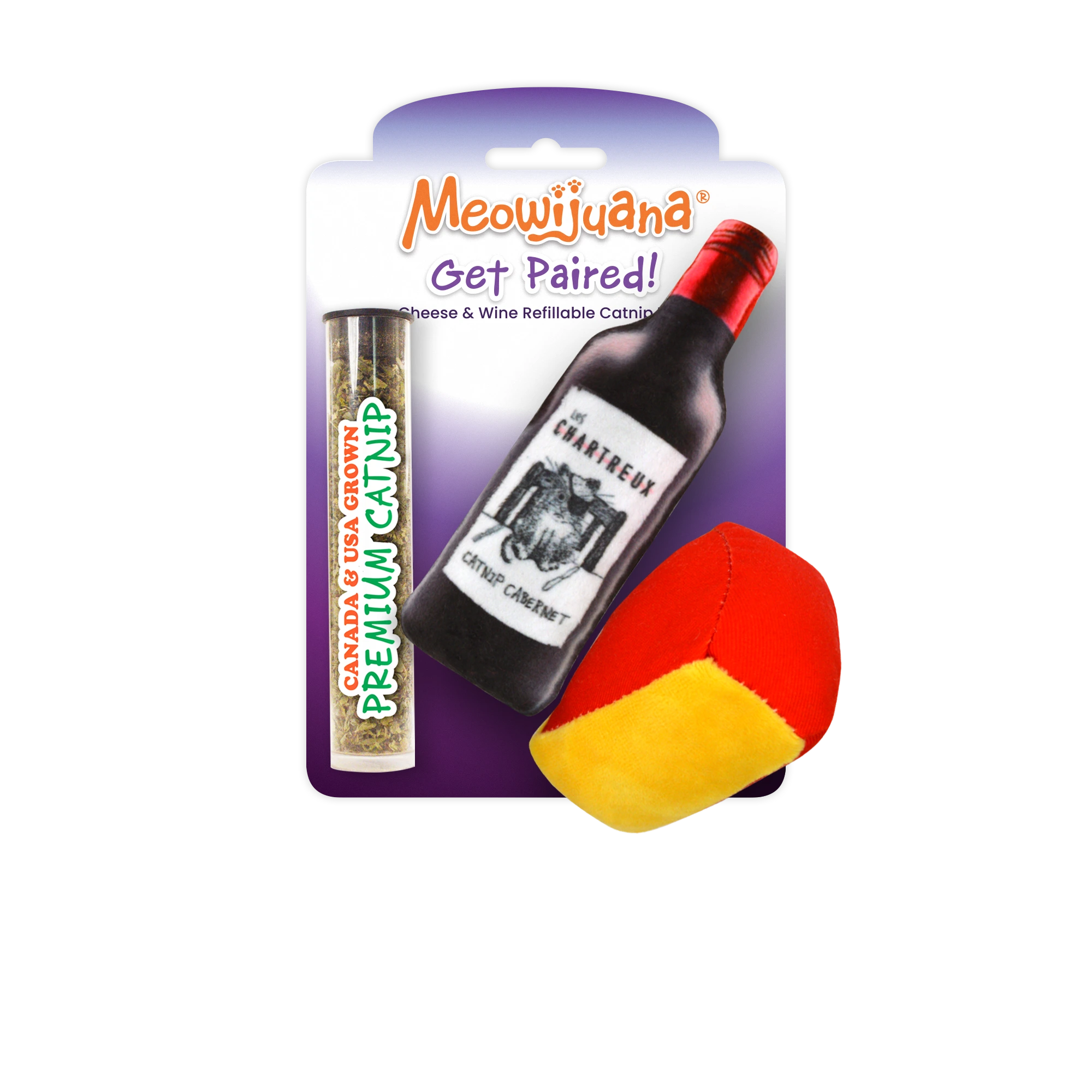 Meowijuana® Get Paired Wine & Cheese Cat Toys - 2 Pack