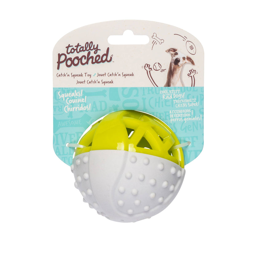 Totally Pooched Catch n' Squeak Ball Foam Rubber Grey/Green