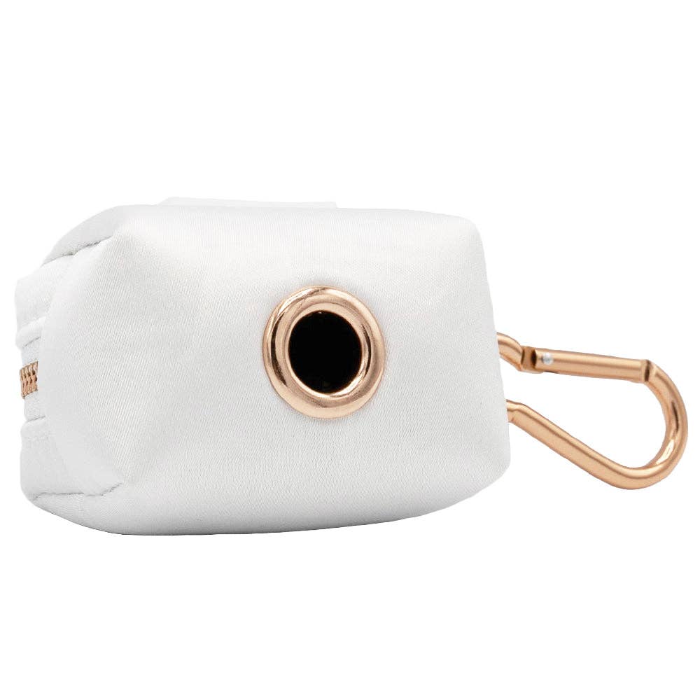 Dog Waste Bag Holder White Pup of Honor With Clasp