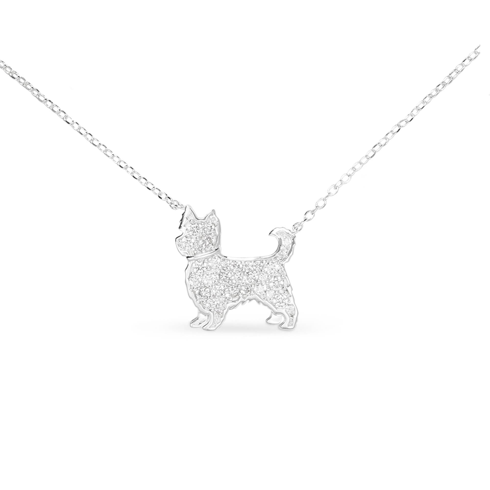 Silver CZ Pet Dog Necklace
