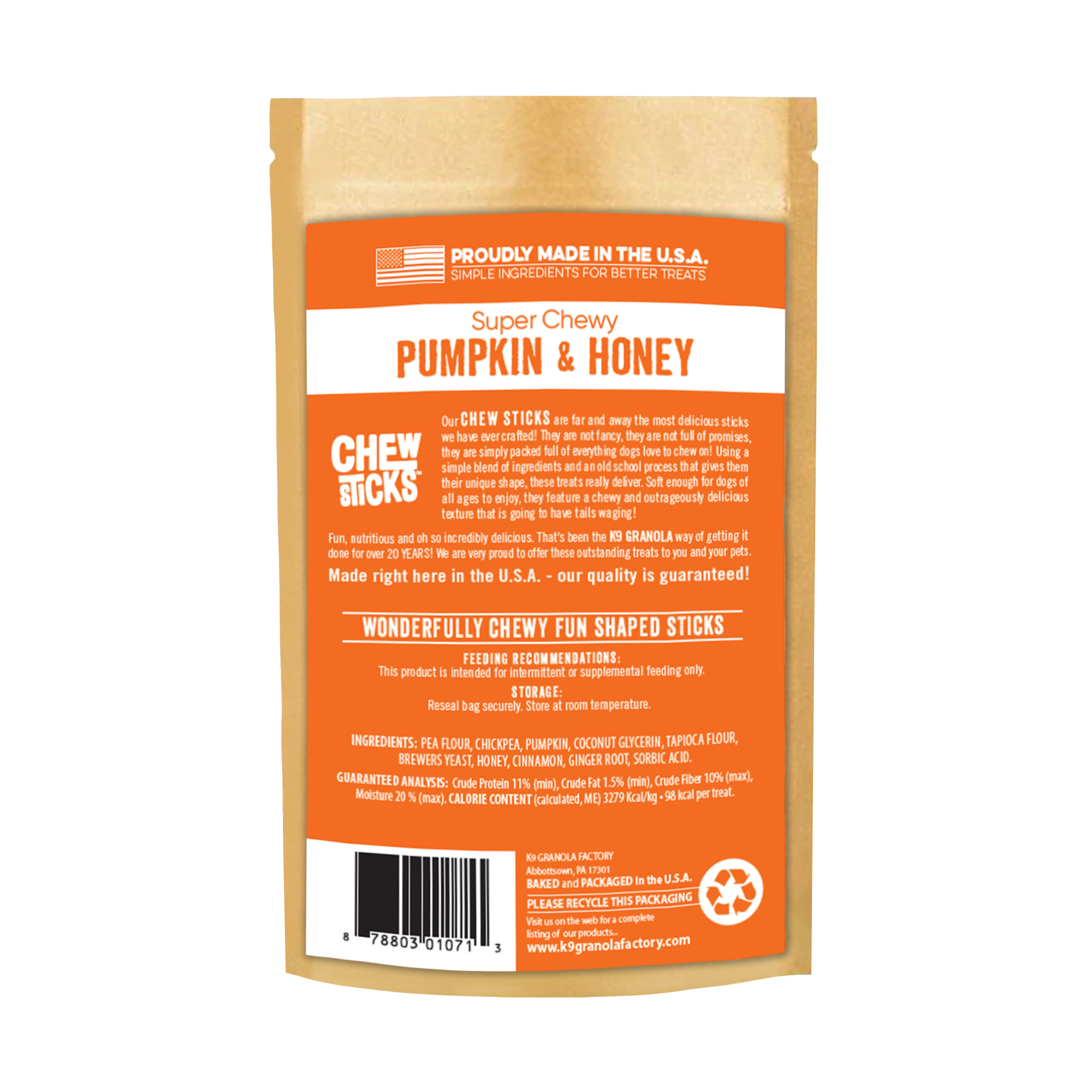 Chew Sticks Pumpkin & Honey 10ct