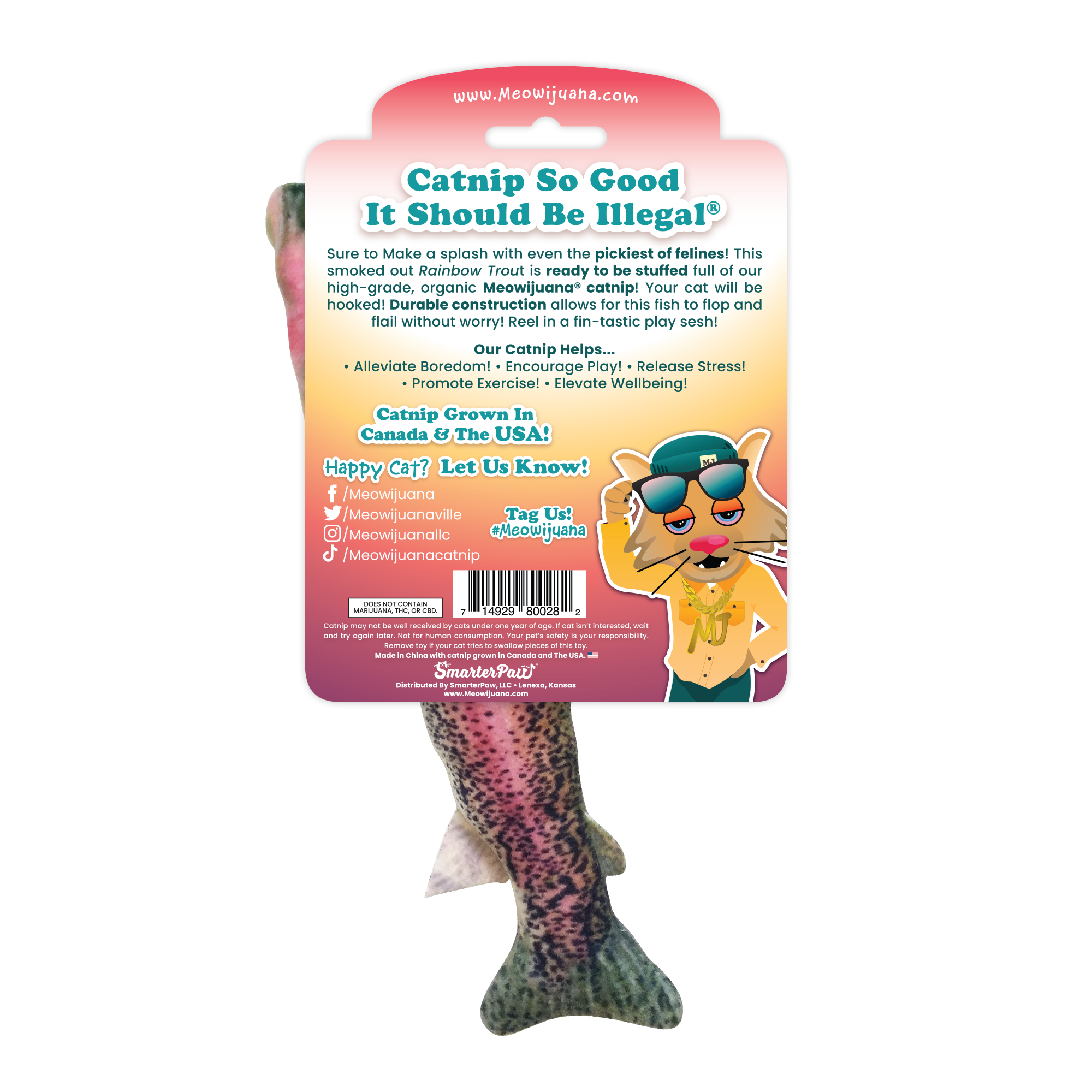 Get Smoked Rainbow Trout Refillable Catnip Cat Toy