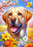 Labrador Yellow Colorful Floral Large House Flag