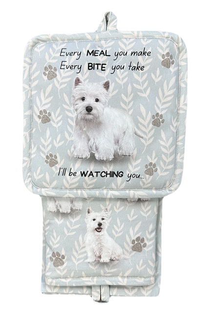 Westie , oven mitt set