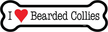 Bearded Collie I (heart) Bearded Collies Bone Shaped Magnet