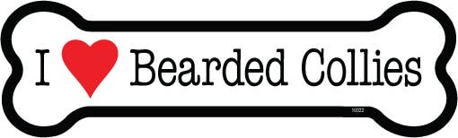 Bearded Collie I (heart) Bearded Collies Bone Shaped Magnet