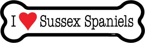 Sussex Spaniel I (heart) Sussex Spaniels Bone Shaped Magnet