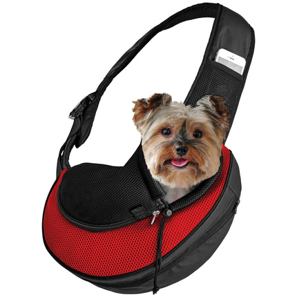 Pet Carrier Expandable Sling For Small Dogs And Cats Red