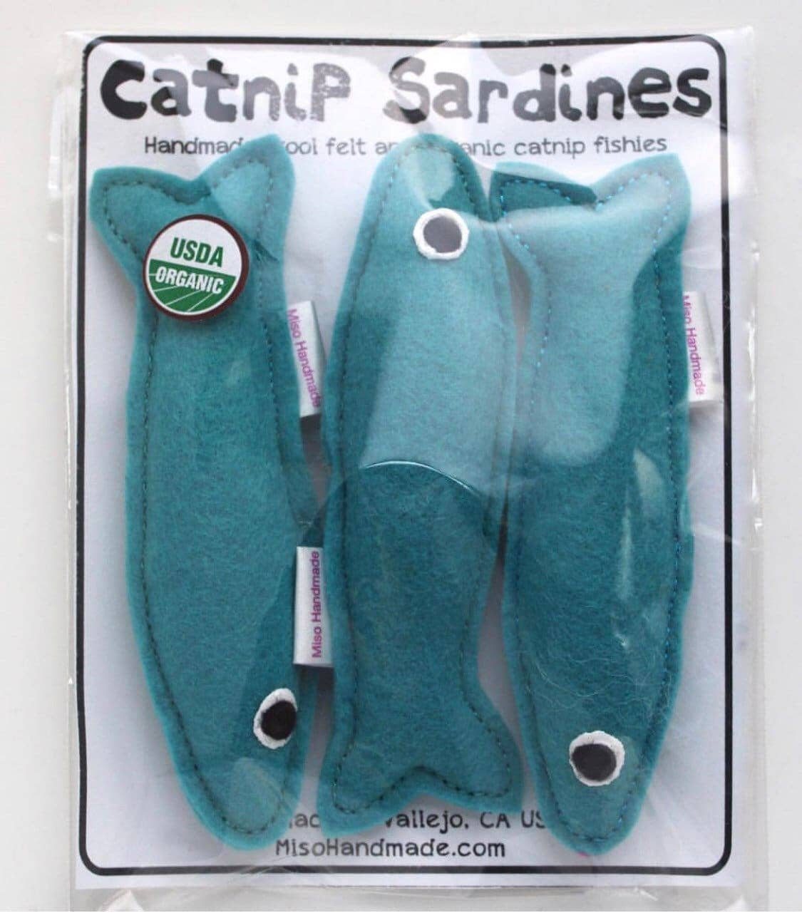 Cat Toy Catnip Wool Sardines Set of Three