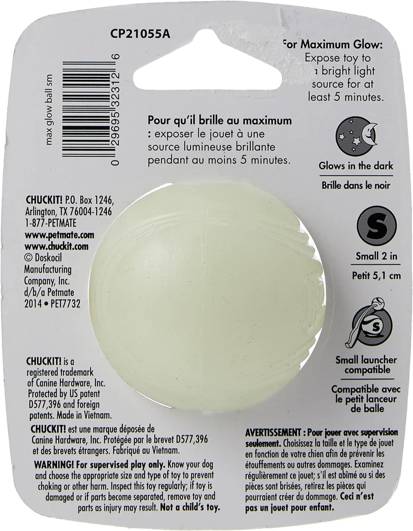 Dog Toy Chuck It Max Glow Ball, Small