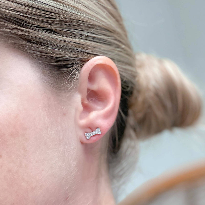 Glitzy Dog Bone Earrings