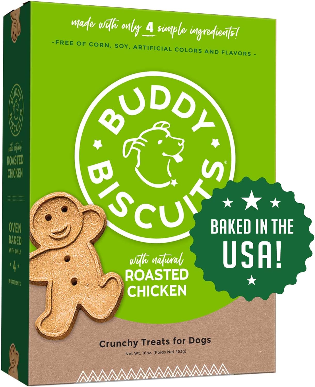 Buddy Biscuits Healthy Whole Grain Oven Baked Treats 8 oz or 16 oz.