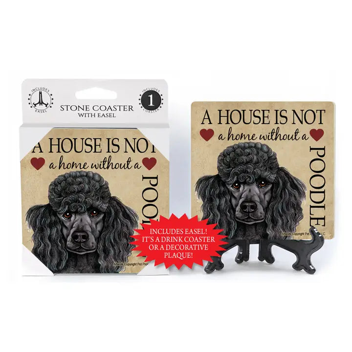 Poodle (Black) - A House Is Not A Home Absorbent Coaster