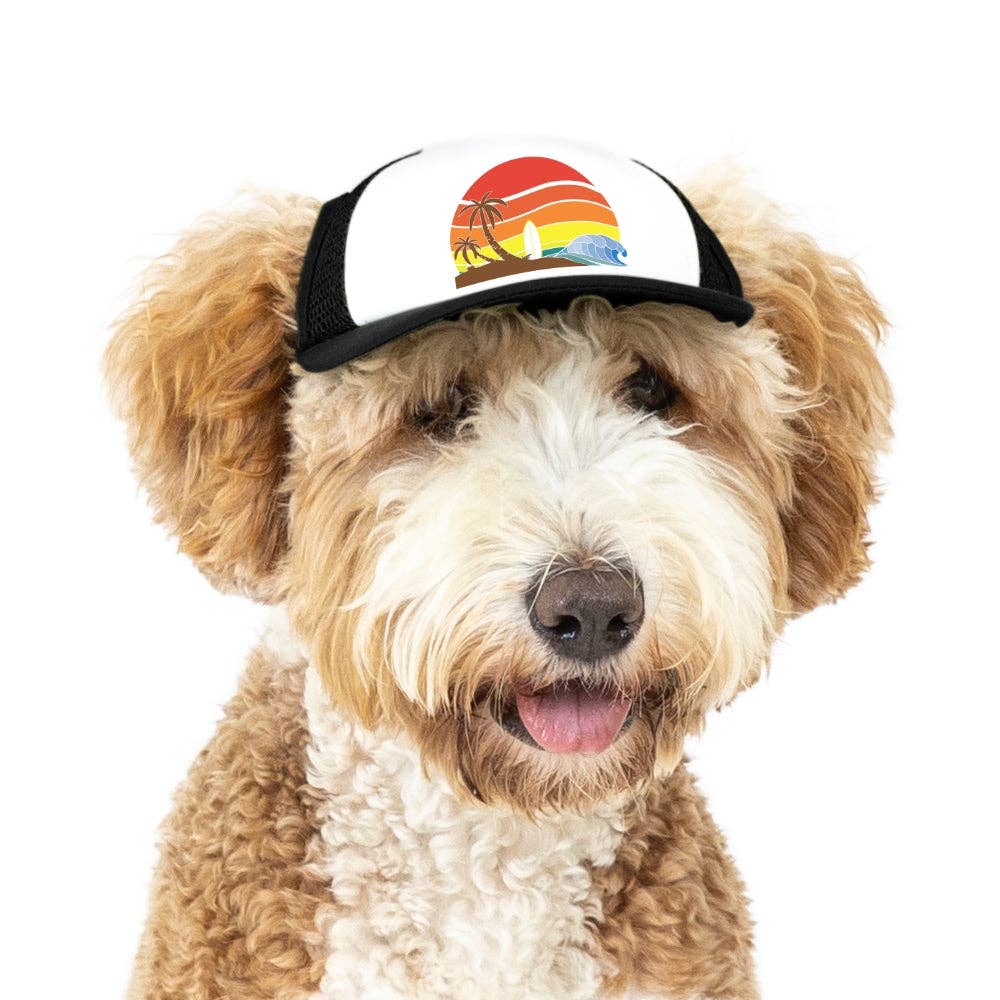 Trucker Hat for Dogs/Cats: Island Sunset Red / Small