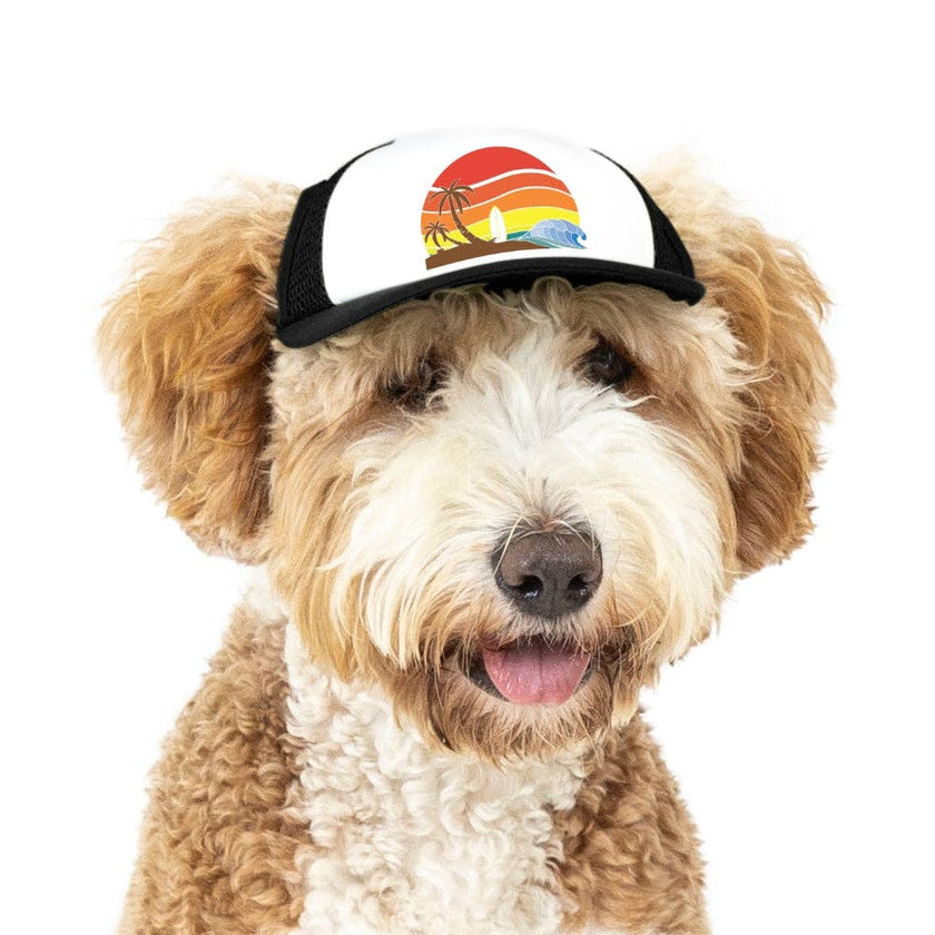 Trucker Hat for Dogs/Cats: Island Sunset Red / Small