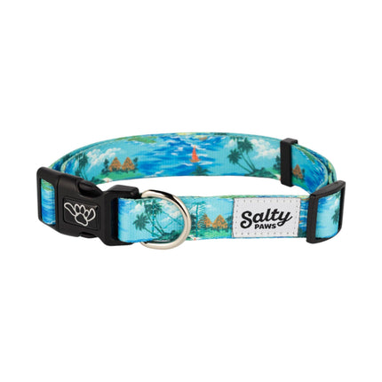 Tahitian Blue Tropical Print Dog Collar