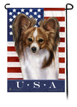 Papillon Sable & White True Blue Garden Flag