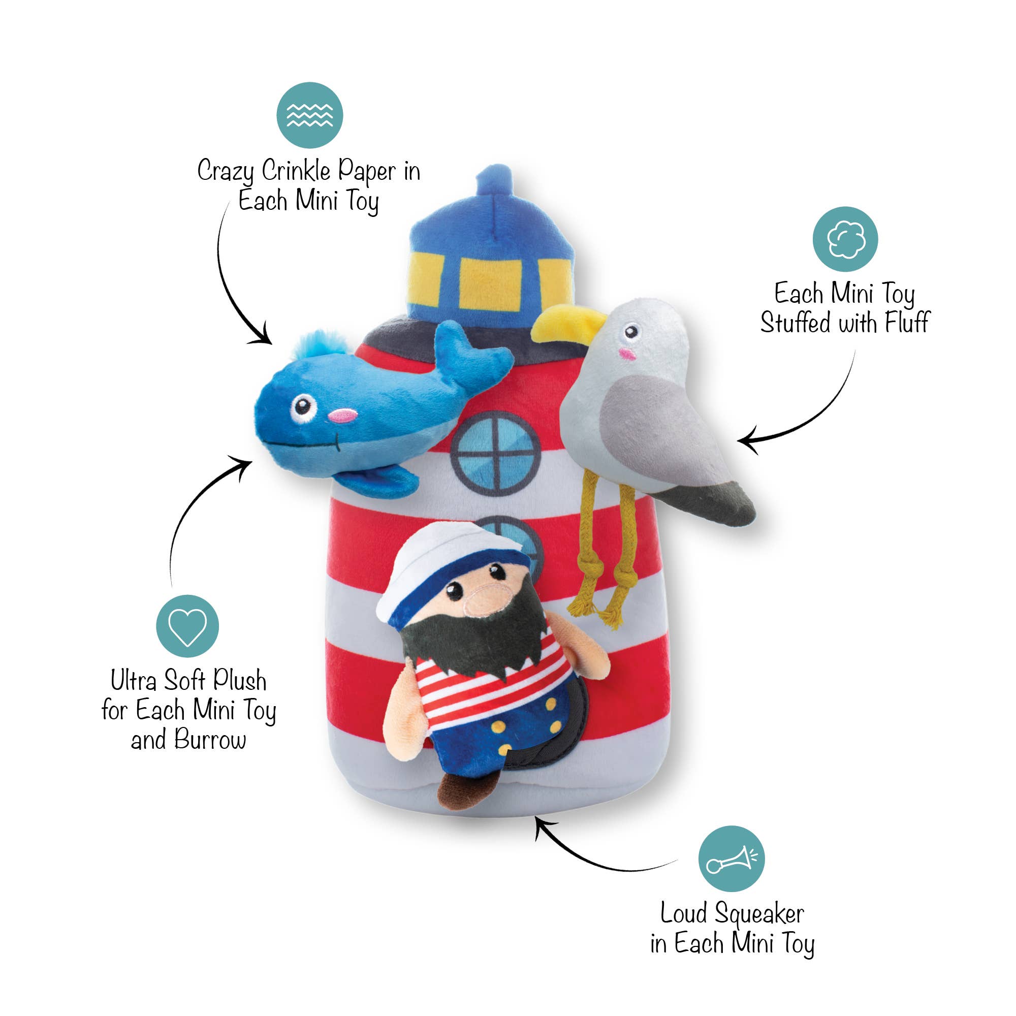 Dog Toy Lighthouse Hide & Seek Ships Ahoy Plush Toy Set