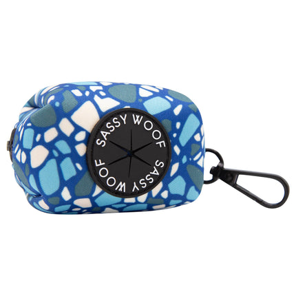 Dog Waste Bag Holder Blue Santorini With Clasp