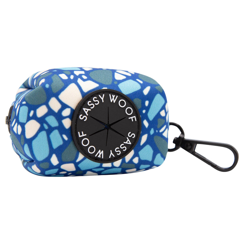 Dog Waste Bag Holder Blue Santorini With Clasp